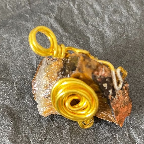 ๐ 3 for $25 Goldtone Wire Wrapped Agate (Gemstone) Pendant - Picture 2 of 5